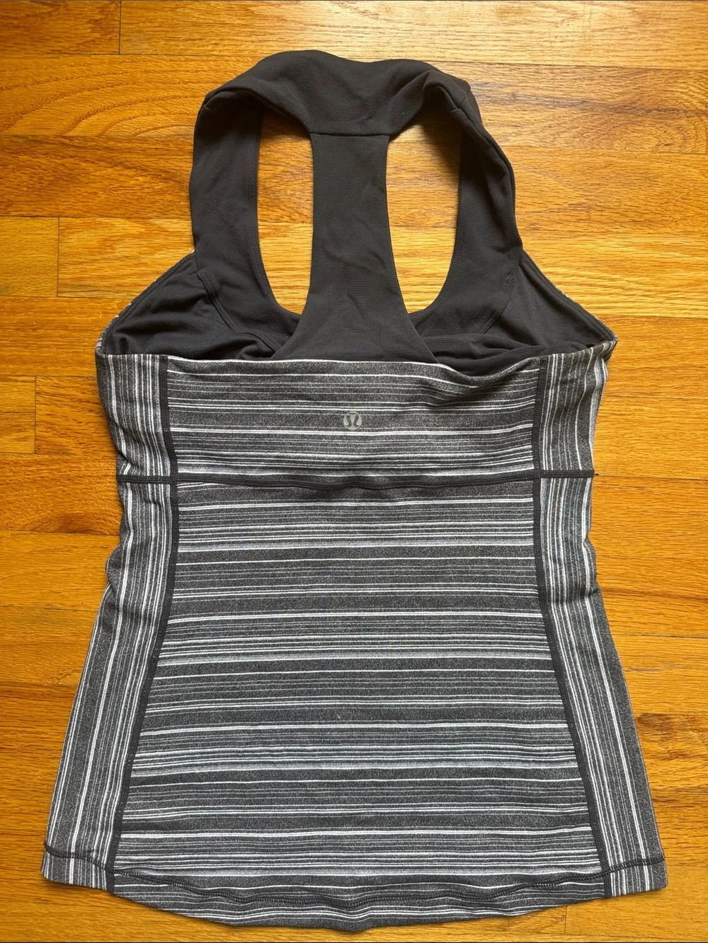 lululemon athletica Black and Gray Striped Halter-Back Tank